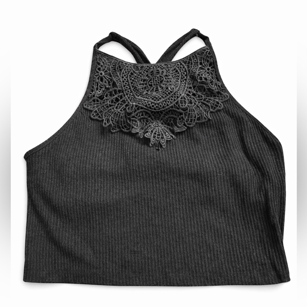 Black Lace Halter Top